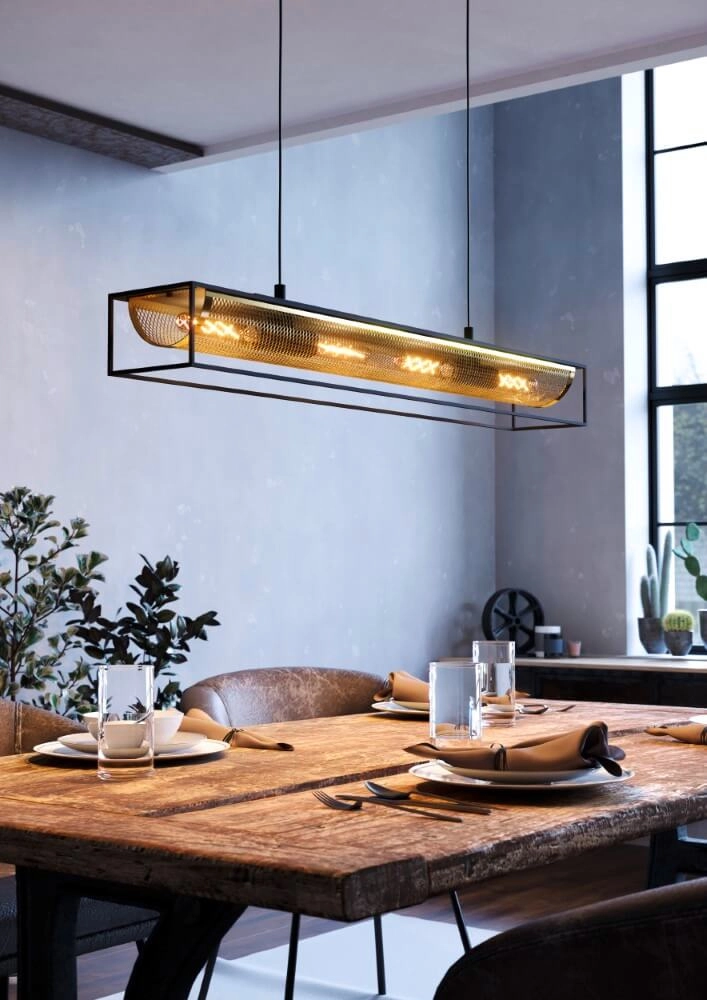 Landelijke hanglamp Nohales zwart met goud Eglo 9002759437886