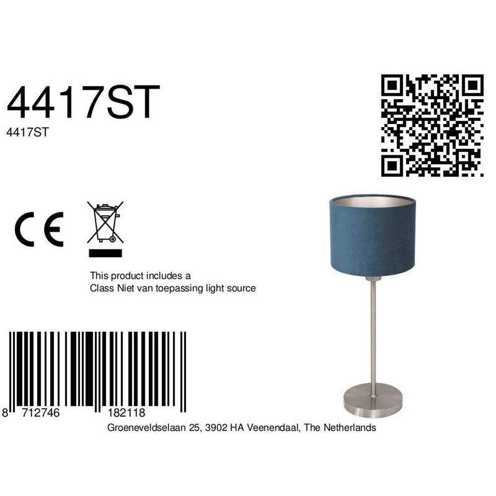 Tafellamp Noor met blauwe kap Steinhauer 8712746182118