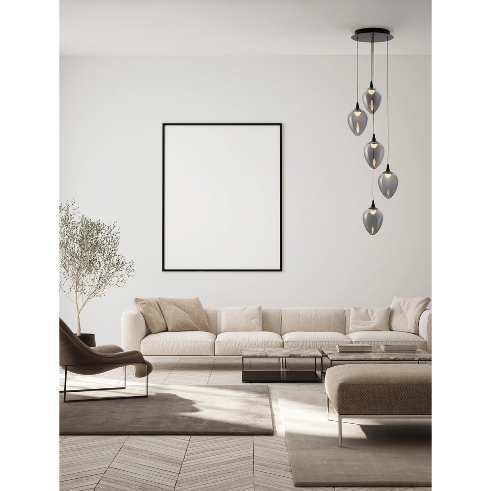 Hanglamp Nali 5-lichts smoke glas Lyora 5212017477781