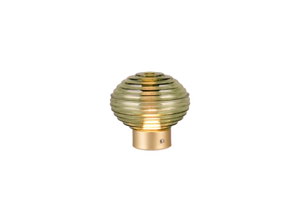 Oplaadbare tafellamp goud Earl groen glas Oplaadbare tafellamp goud Earl groen glas
