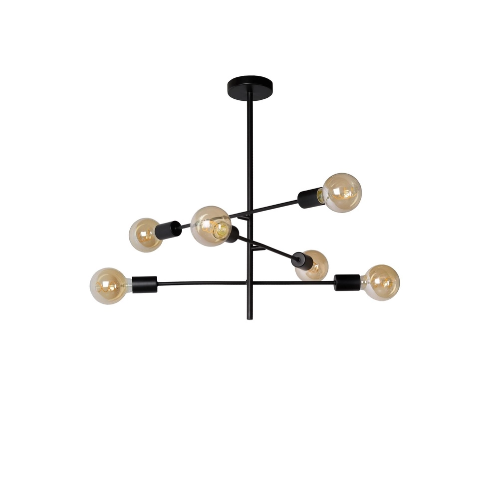 Plafondlamp Lester zwart 6-lichts
