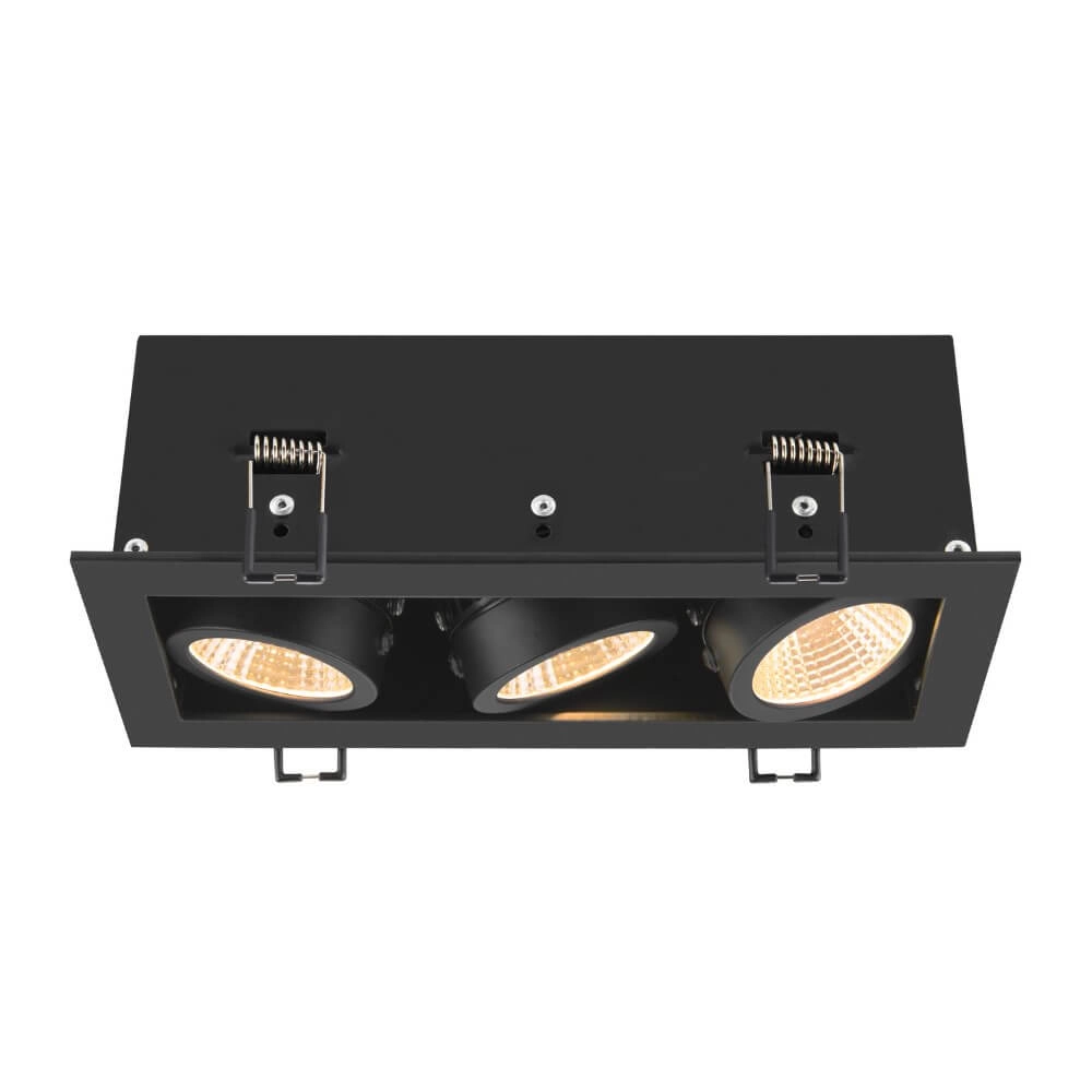Vierkante led inbouwspot Kadux Triple 3x Led - zwart - 3000K
