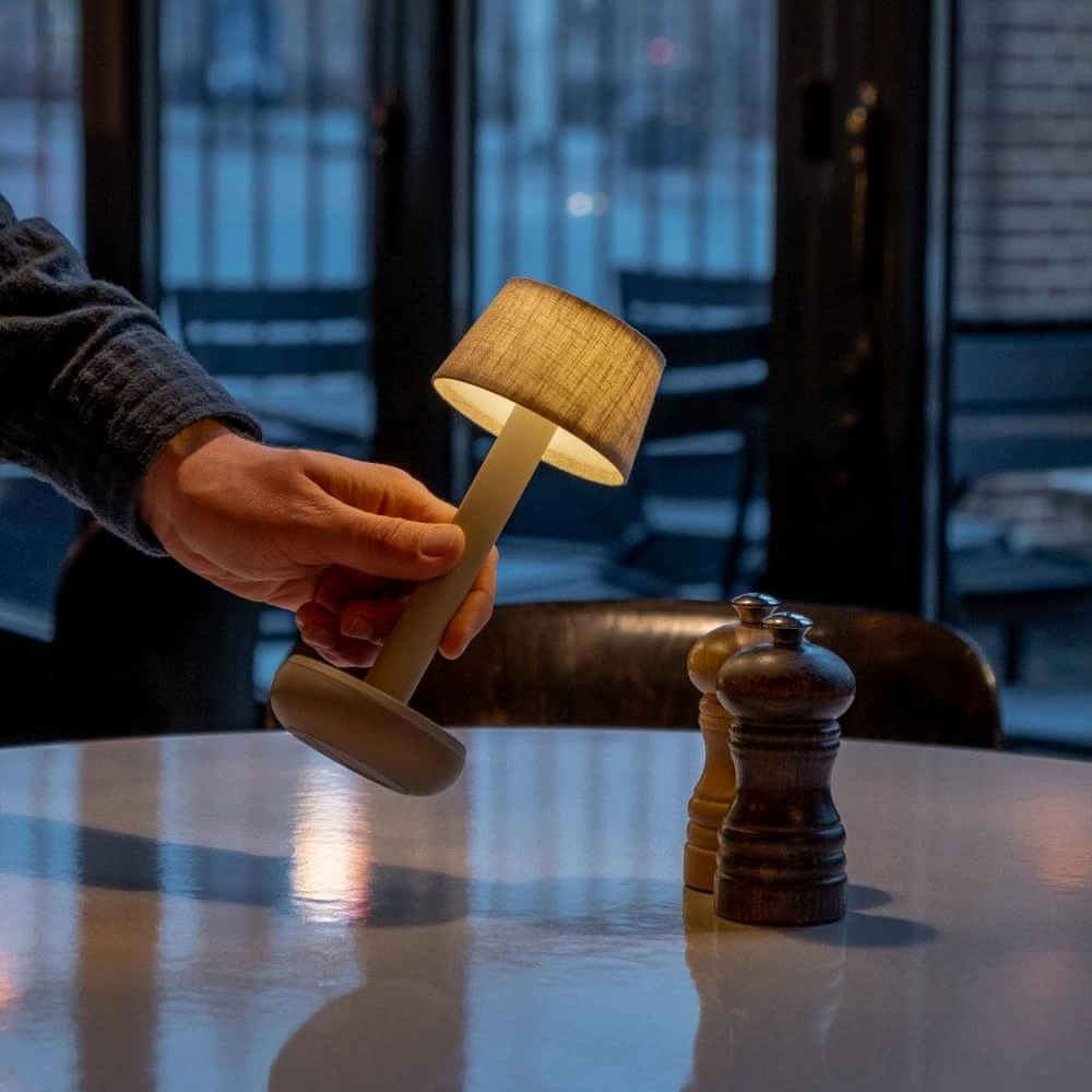 Oplaadbare tafellamp Two Beige linnen Humble 7446023312363