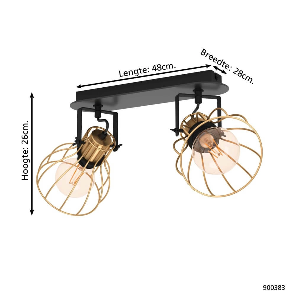 Gouden plafondlamp Sambatello 2x E27 Eglo 9008606243648