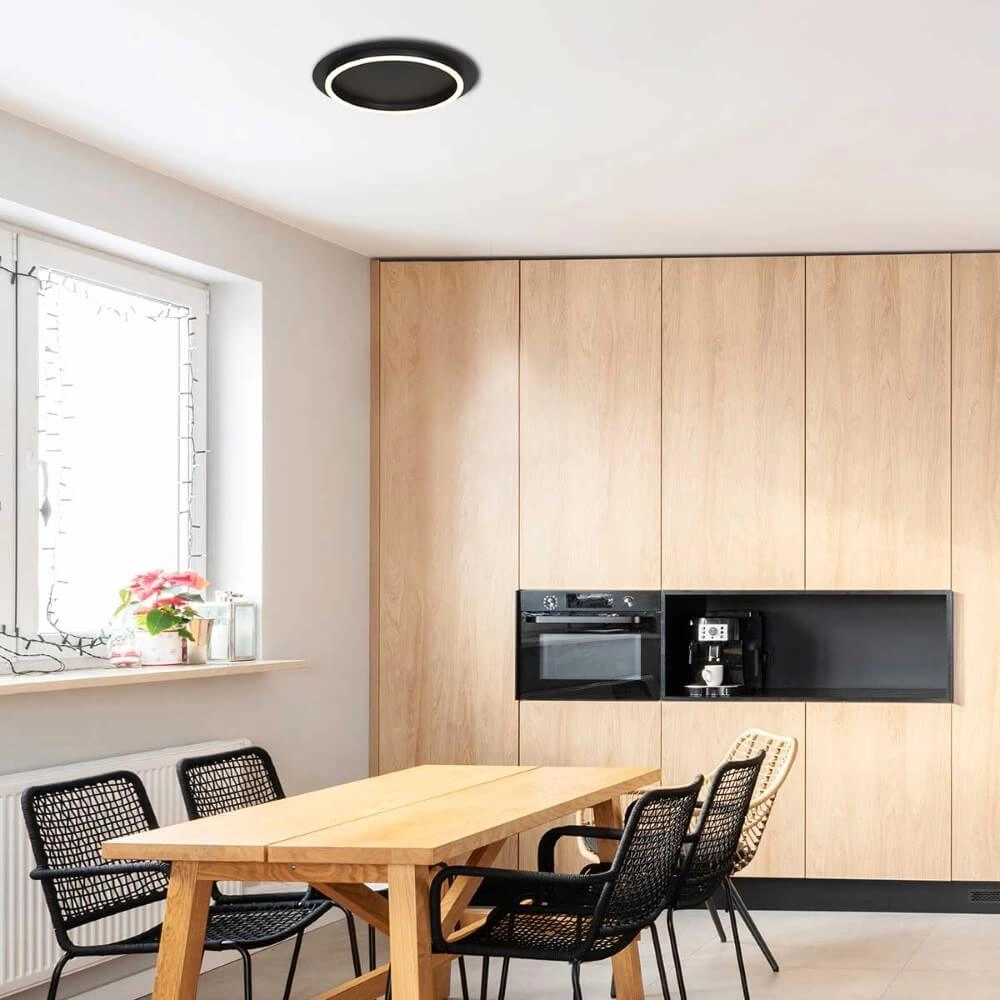 Moderne led plafonnière Ringlux zwart - Ø 32cm Steinhauer 8712746170573