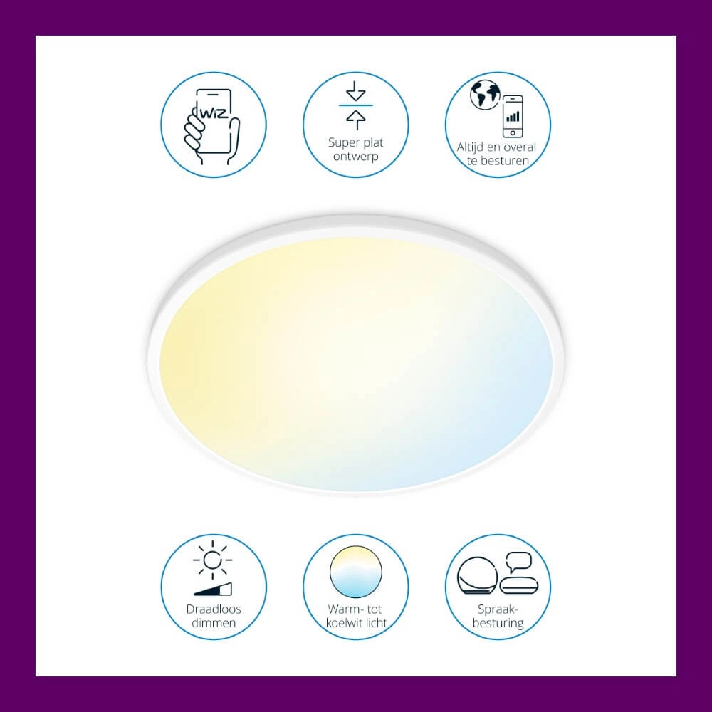 Slimme plafonnière SuperSlim Ø 55cm - wit WiZ 8719514554979