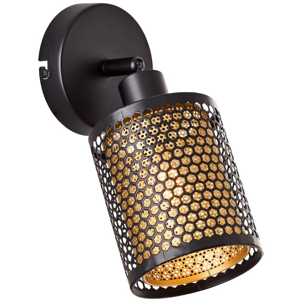 Zwart met gouden wandlamp Cheval Zwart met gouden wandlamp Cheval