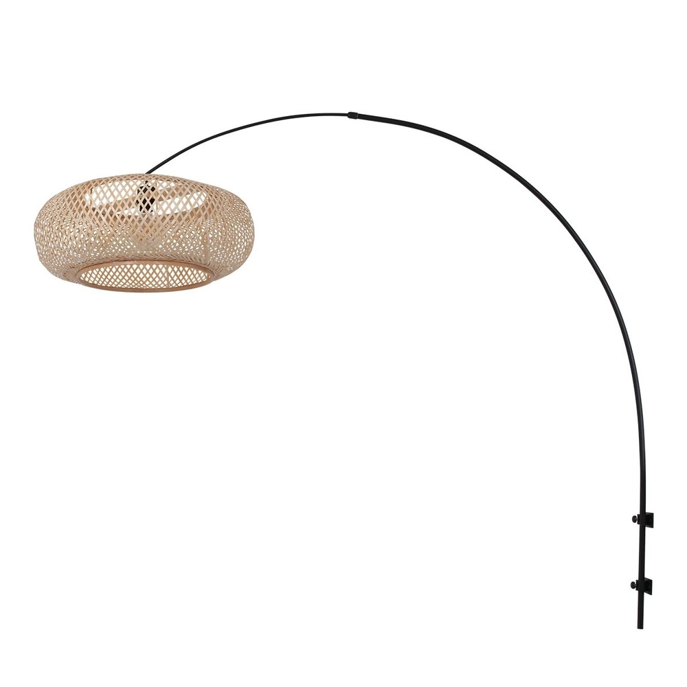 Wandlamp boog Sparkled Light zwart met rotan kap Steinhauer 8712746181982