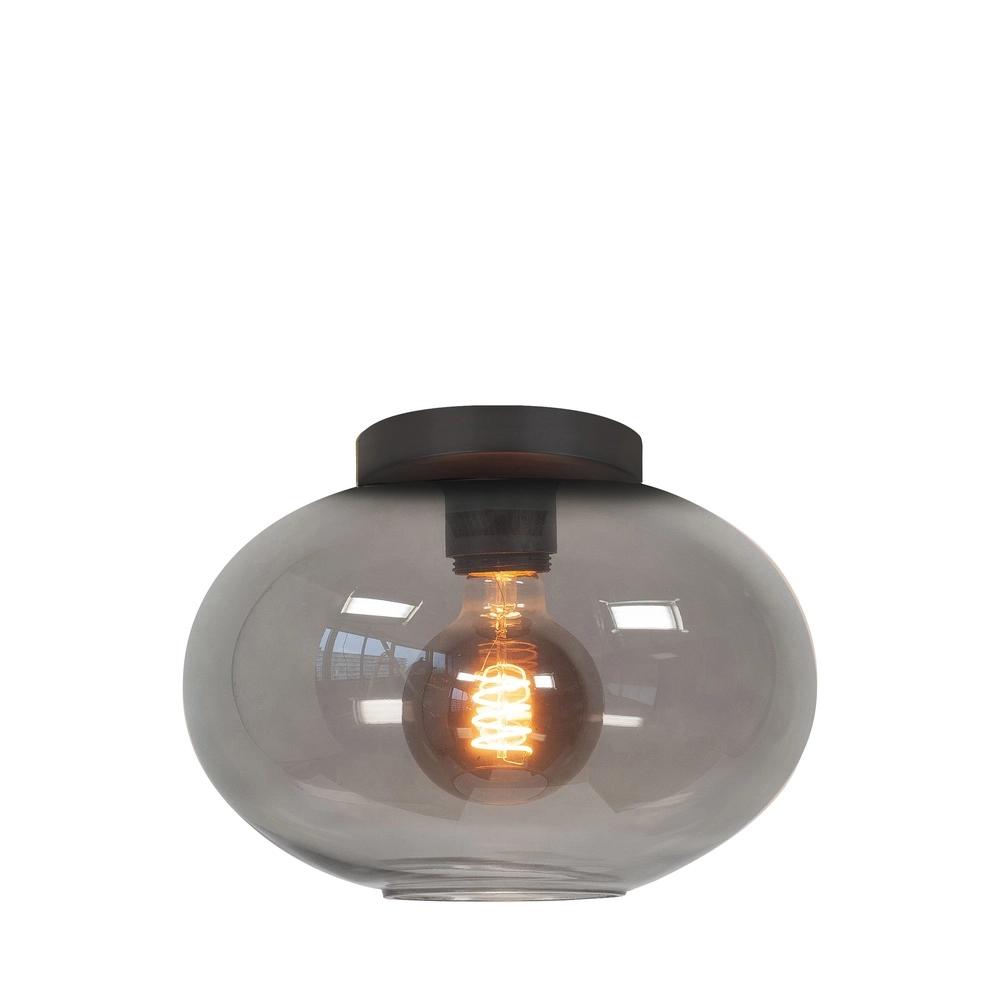 Plafondlamp Bellini zwart met smoke glas Ø 26cm