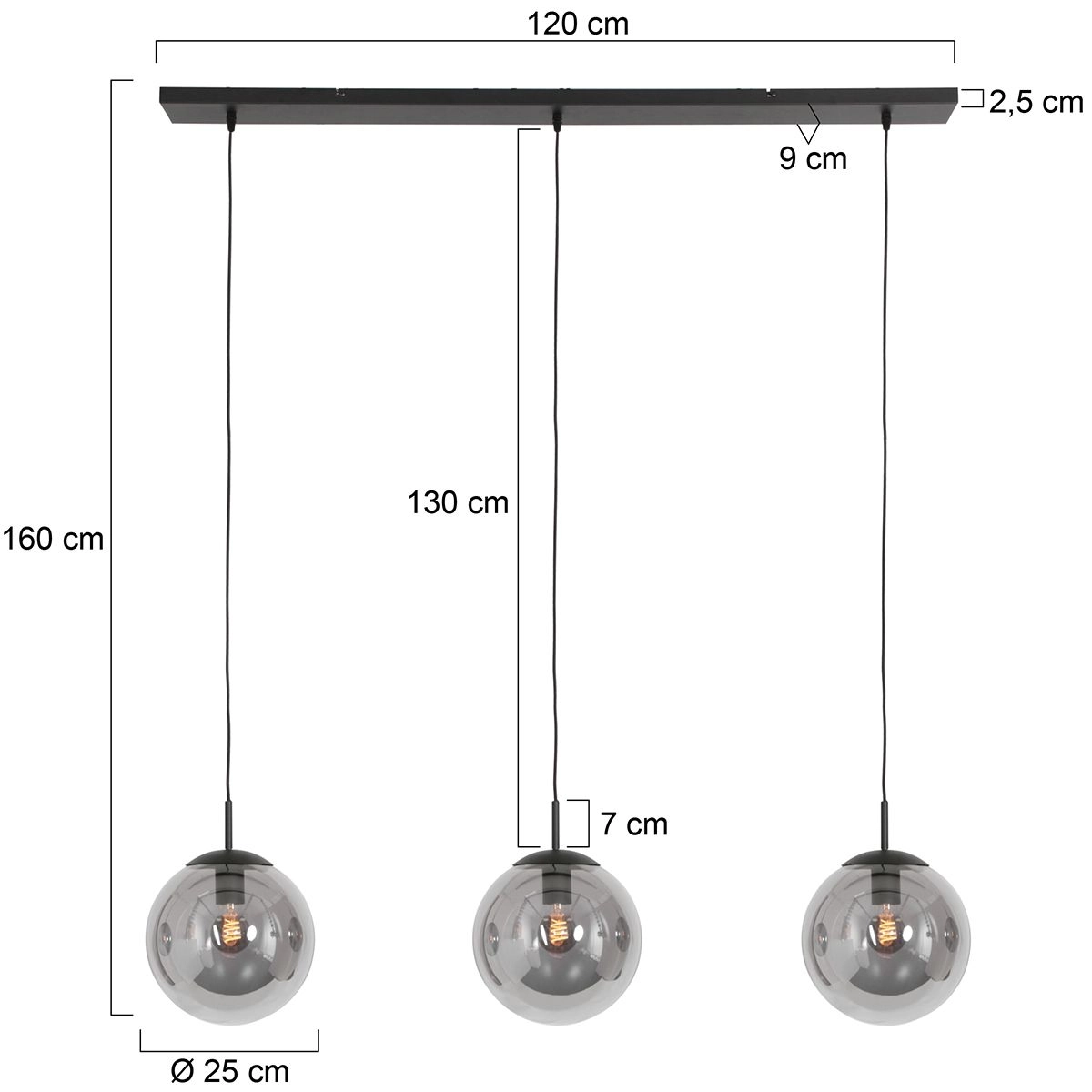 Landelijke eetafellamp Bollique 3-lichts Steinhauer 8712746147100