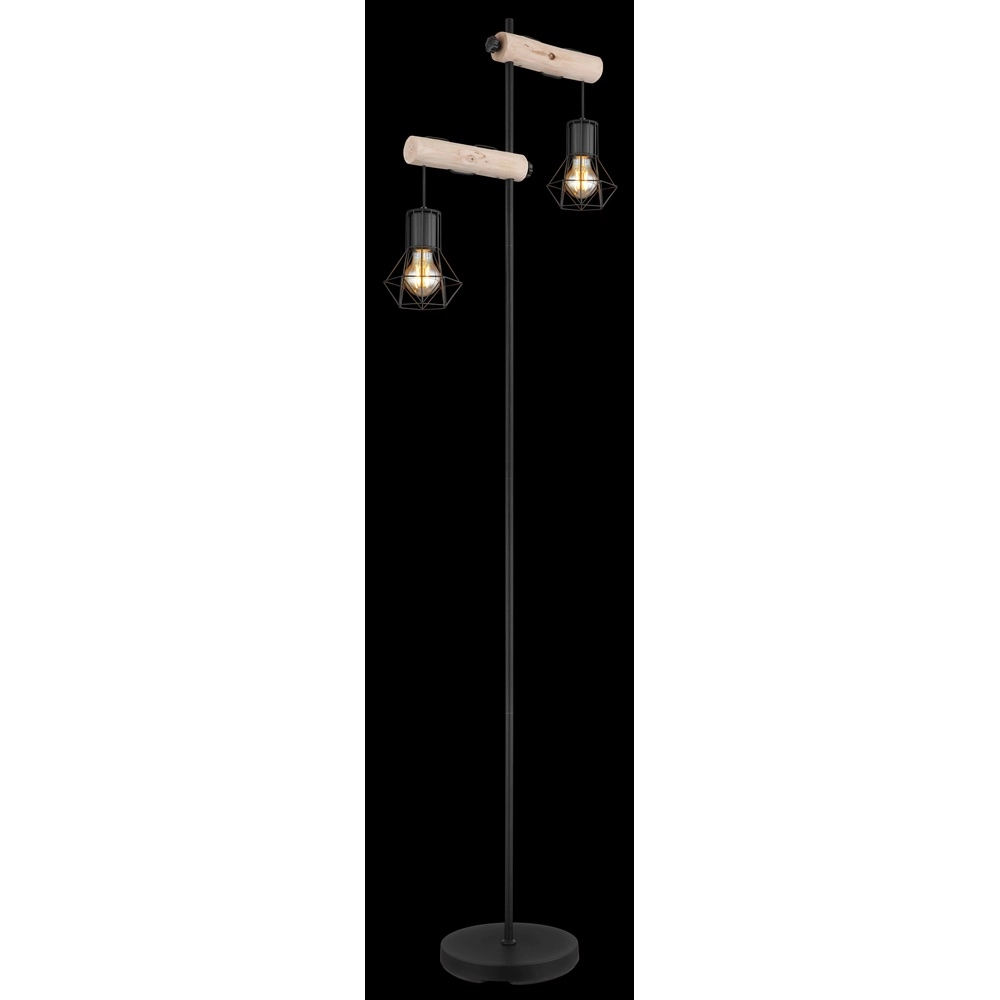 Vloerlamp Priska zwart met hout Globo 9007371443840