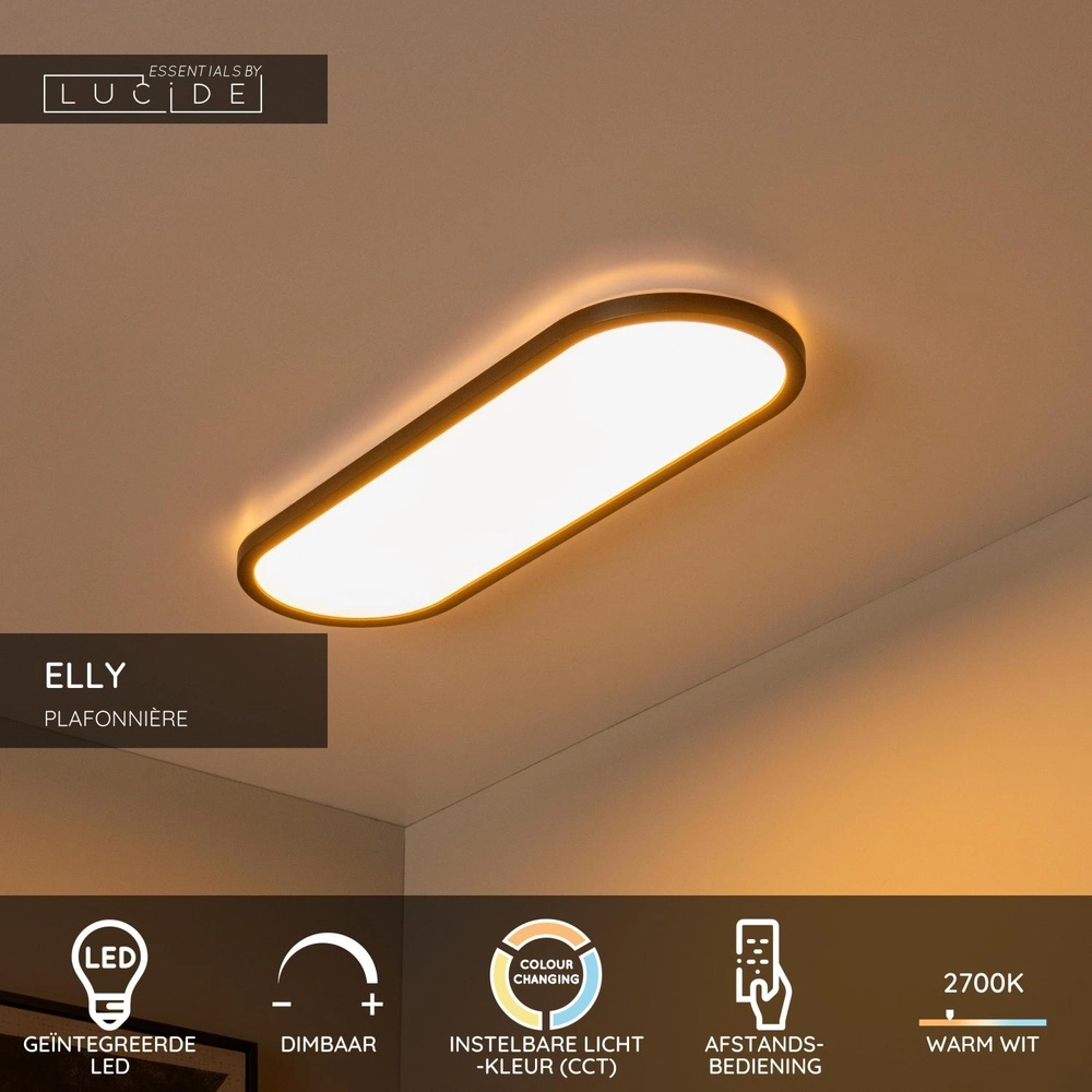 Ovale plafonniere Elly zwart 24W Lucide 5411212071811