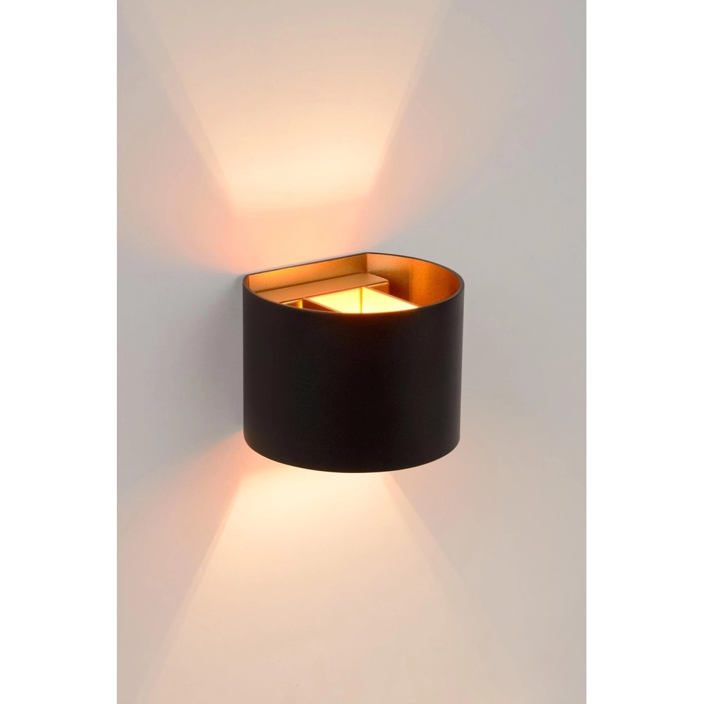 Afgeronde wandspot Xio 2700K zwart Lucide 5411212092007