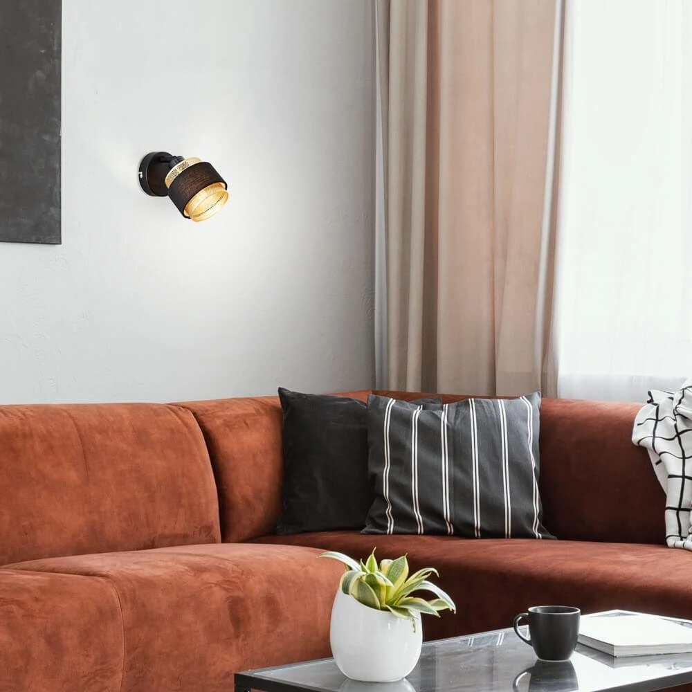 Zwart met gouden wandlamp Grove 1-lichts Brilliant 4004353424106