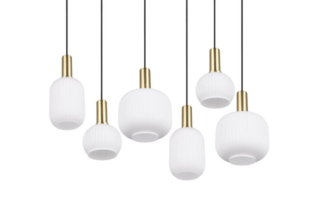 Eetkamer hanglamp Diva 6-lichts - wit glas Trio 4017807614510