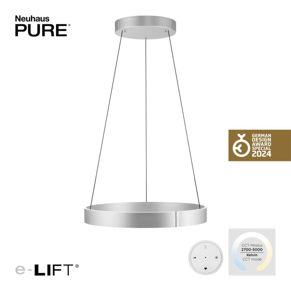 Ronde hanglamp Pure E-Clipse aluminium Ø 70cm Paul Neuhaus 4012248372364
