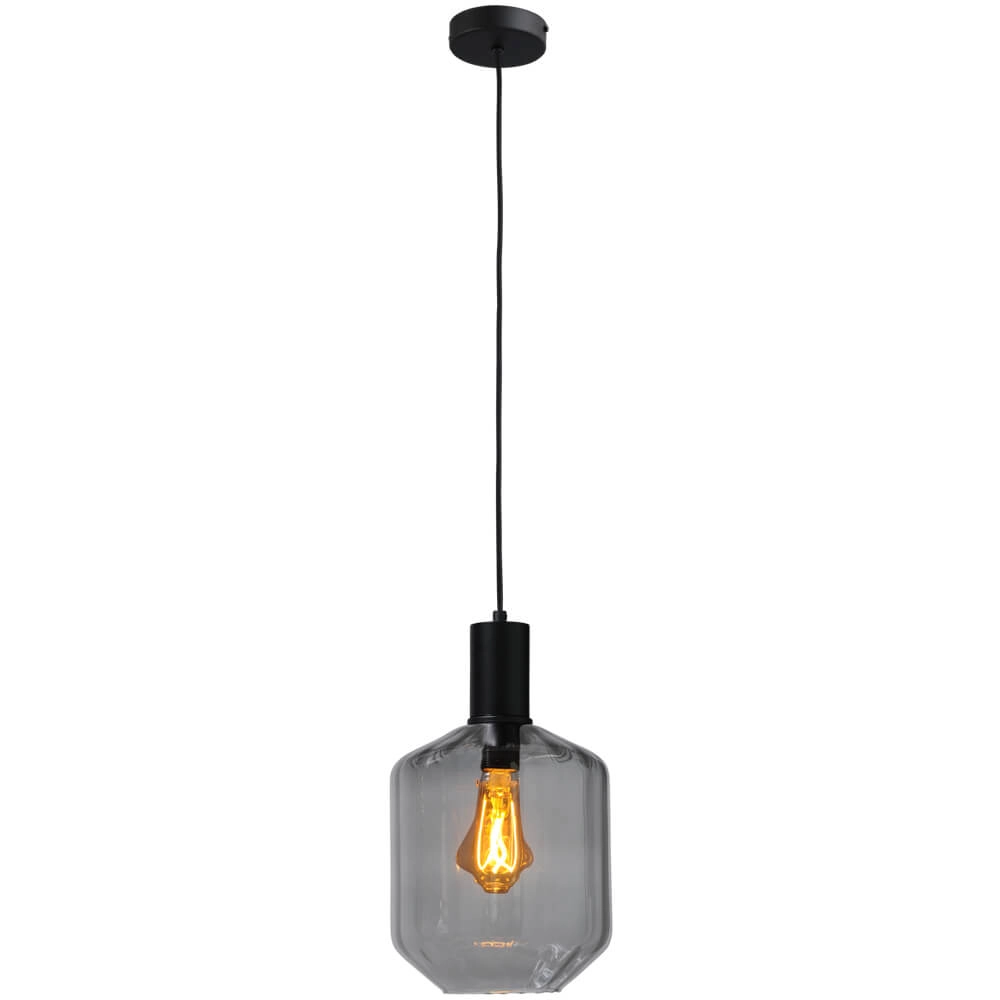 Hanglamp zwart Porto met Jagger smoke glas - Ø 19cm Masterlight 8718121269351