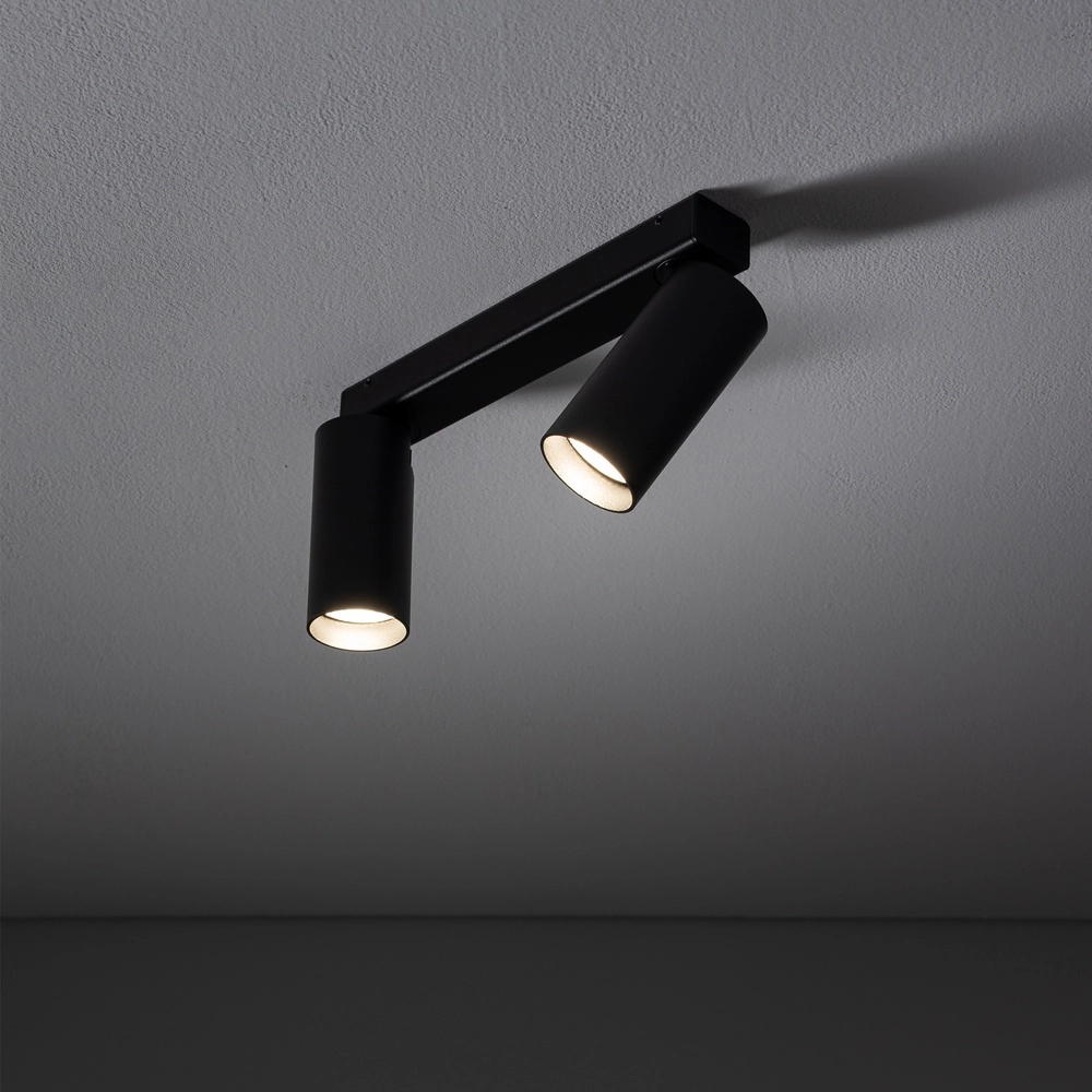 Opbouwspot 2x GU10 Fourty zwart Lyora 5903139107372