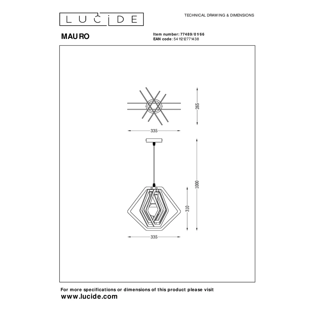 Hanglamp voor kinderkamer Mauro roze Lucide 5411212771438