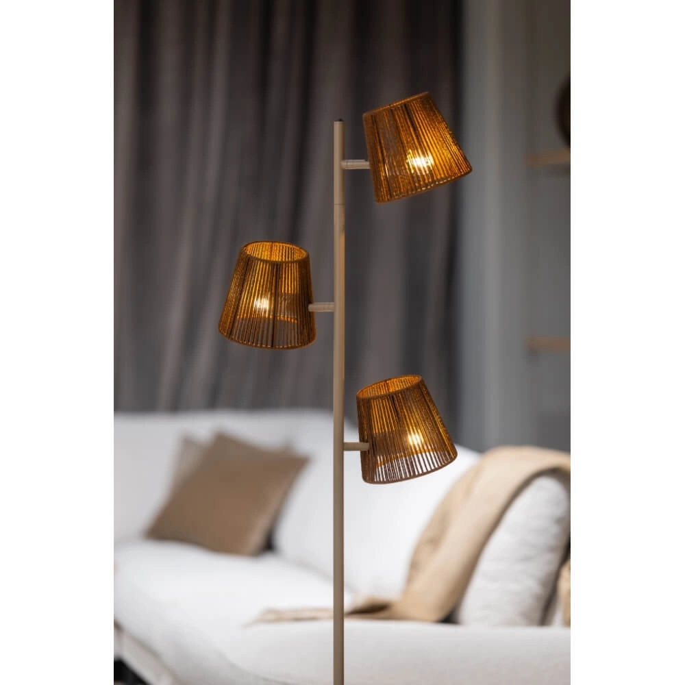 Vloerlamp Daan bruin met rotan kappen ETH 8720195309338