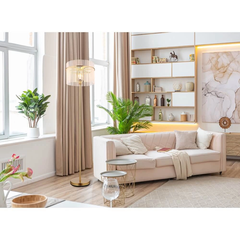 Gouden vloerlamp Gorley met glas Ø 38cm Globo 9007371446810