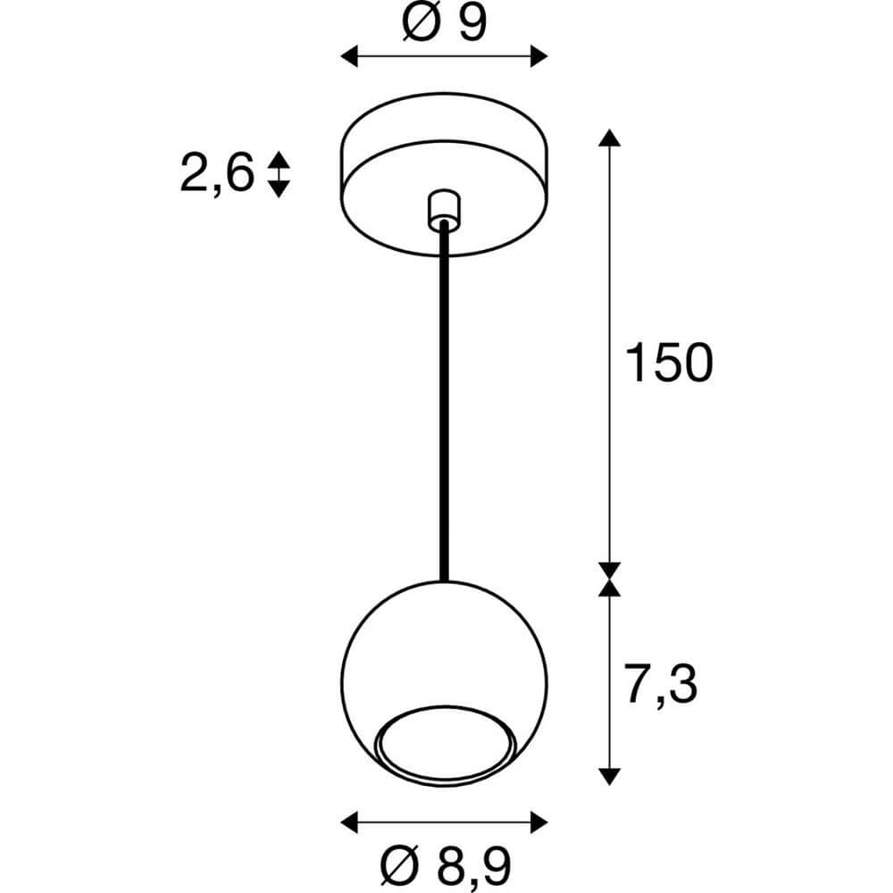 Strakke hanglamp Light Eye 90 zwart Ø 9cm SLV 4024163295543