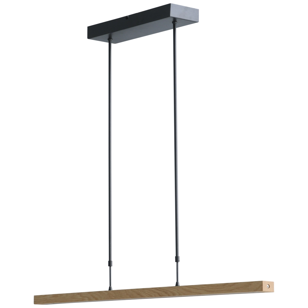 Hanglamp Oak zwart nikkel met hout 104cm