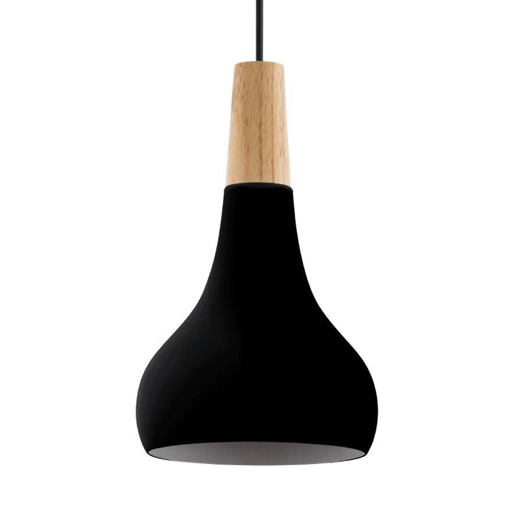 Zwarte hanglamp Sabinar Ø 18cm met hout Zwarte hanglamp Sabinar Ø 18cm met hout