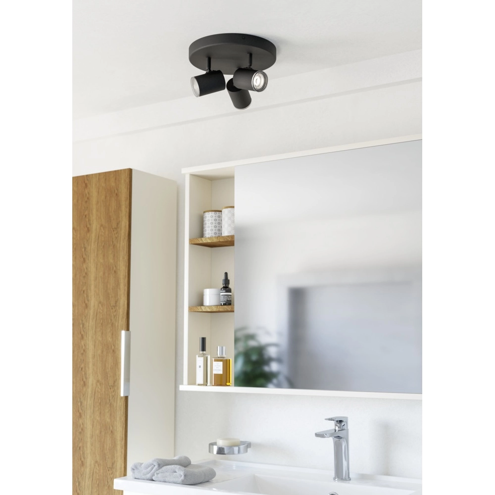 Opbouwspot Consuma 1 3-lichts rond zwart Eglo 9008606355938