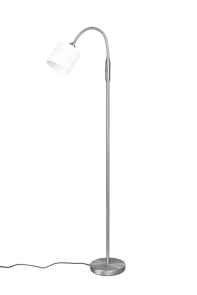 Vloerlamp Tommy 130cm RVS met wit
