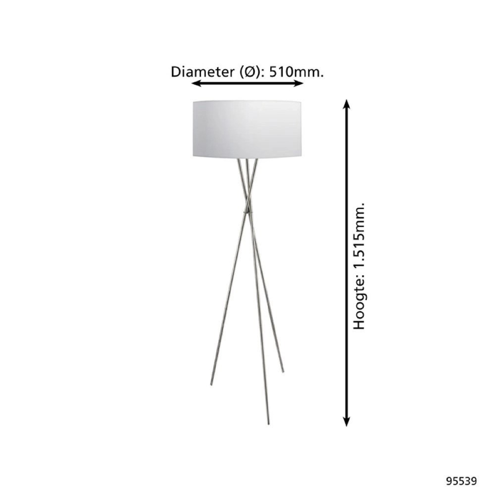 Vloerlamp Fondachelli Tripod grijs met wit Eglo 9002759955397