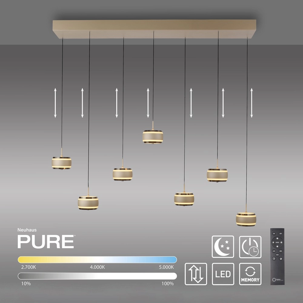 7L eettafel hanglamp Pure Falling Rings bronce Paul Neuhaus 4012248396605