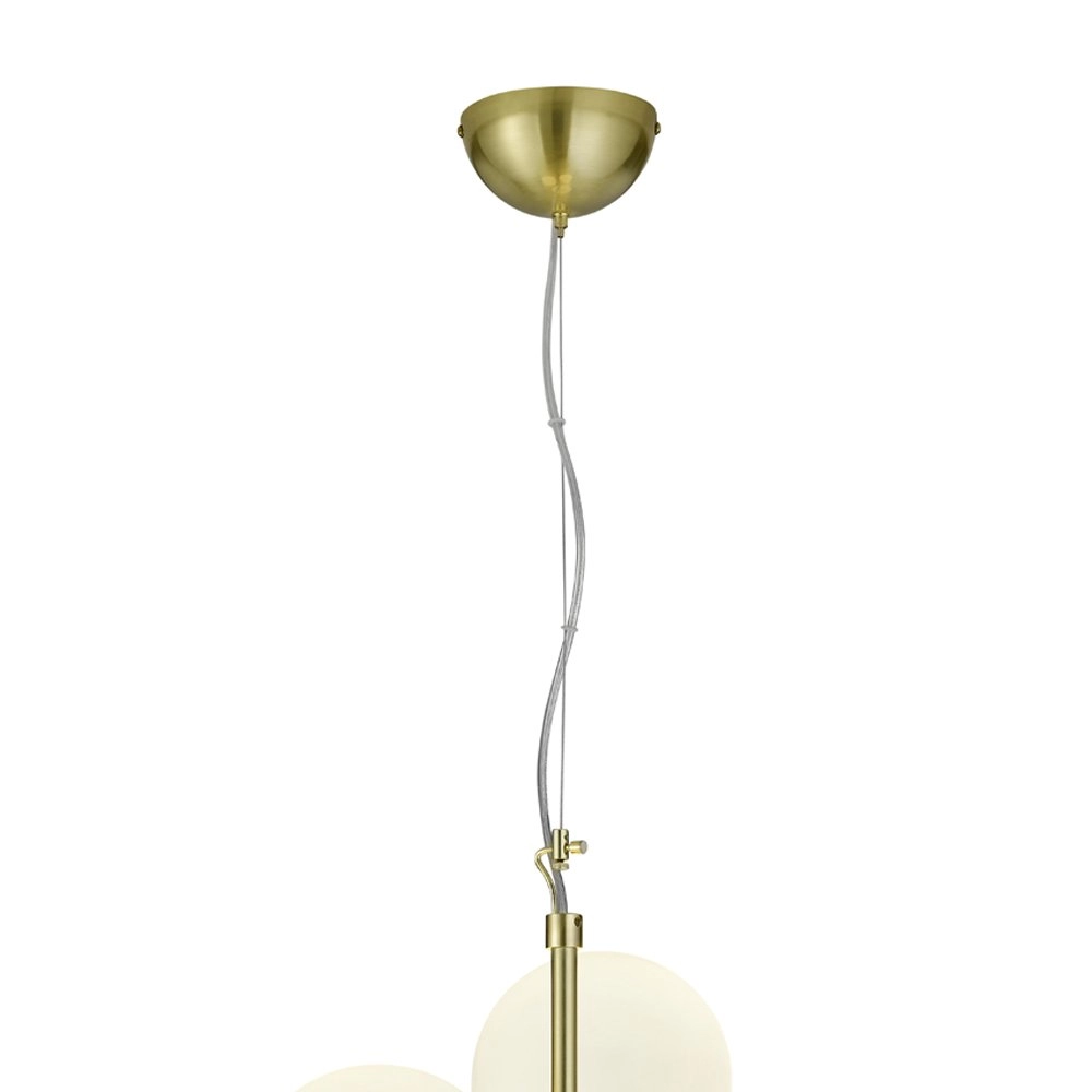 Hanglamp Pure mat messing met witte bollen Trio 4017807436112