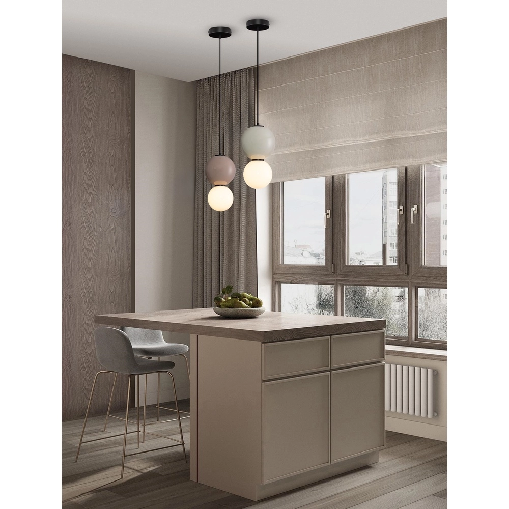 Hanglamp Noesis Ø 18cm licht grijs met wit Lyora 5212017483652