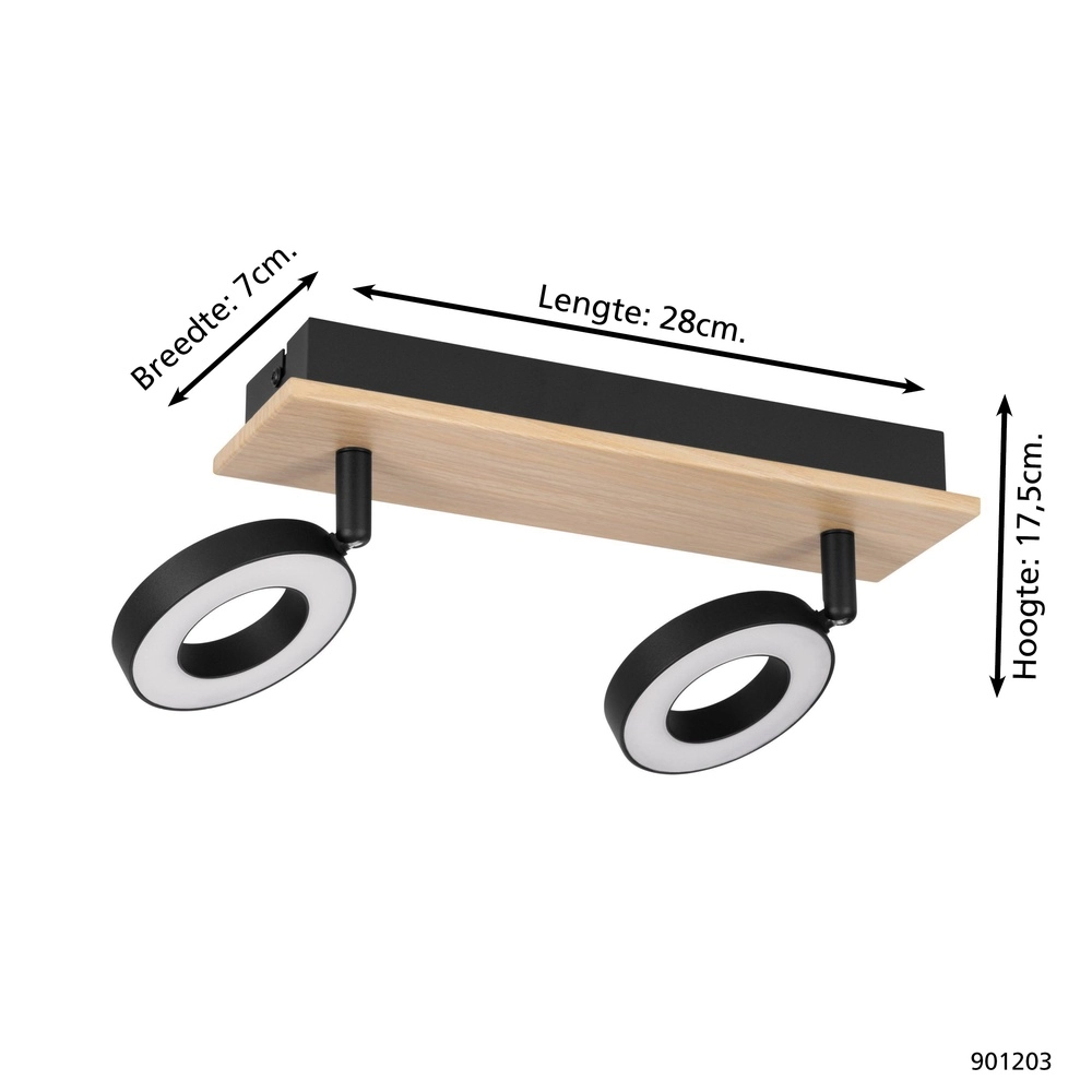 Led plafondlamp Rielves 2-lichts met hout Eglo 9008606313716