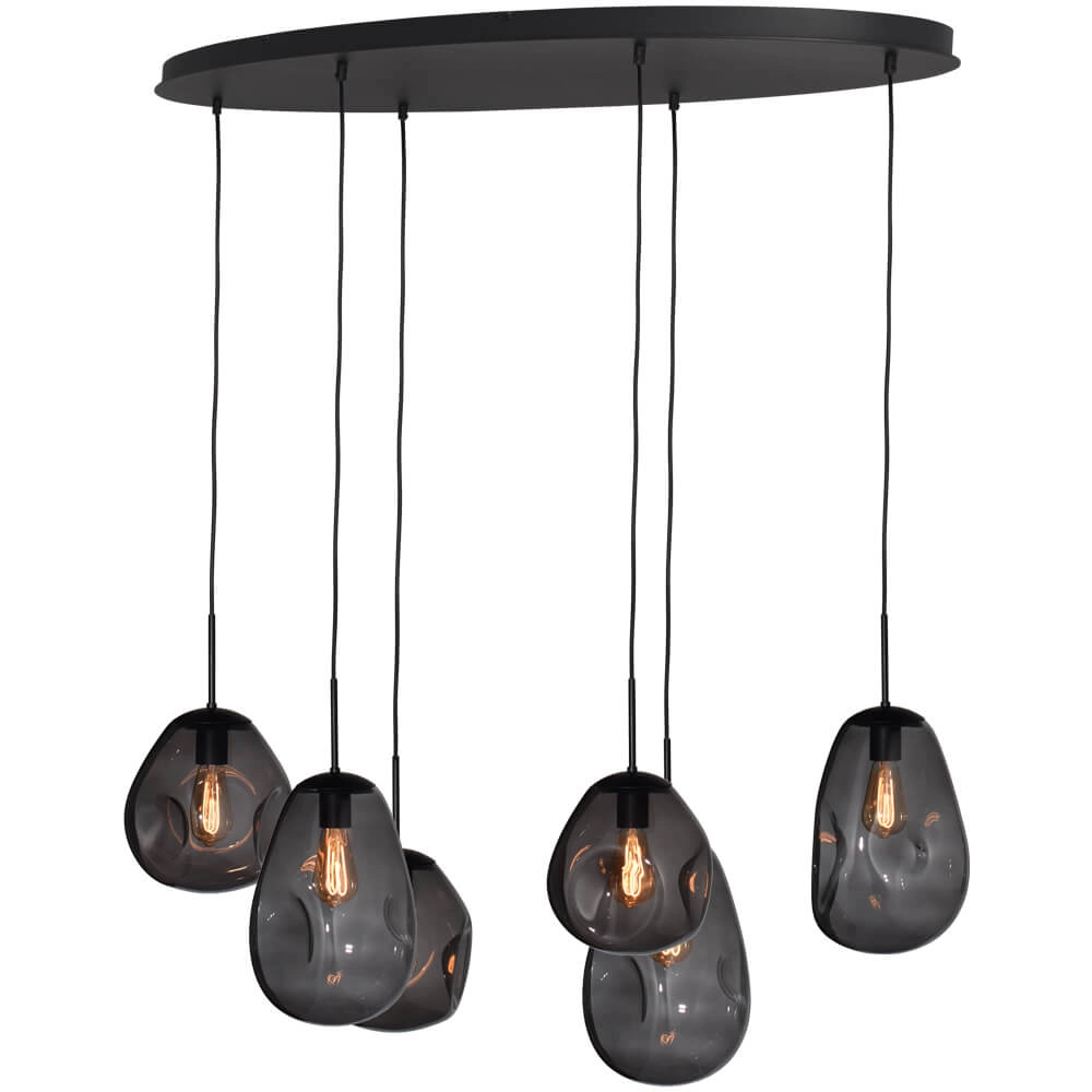 Hanglamp Lava Oval 6x smoke glas Hanglamp Lava Oval 6x smoke glas
