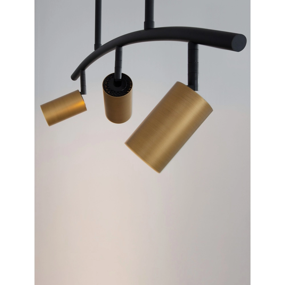 Hanglamp Pogno 3-lichts zwart met goud rond Lyora 5212017431295