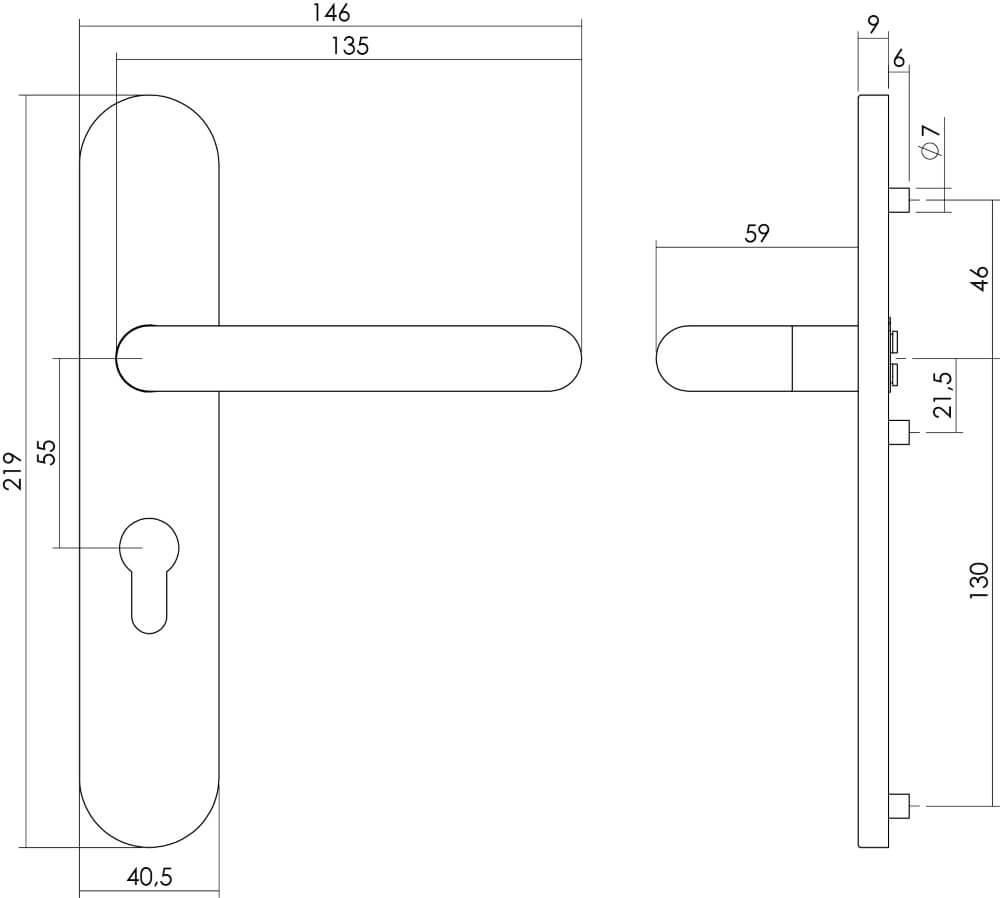 Deurklink Rond PC 55mm RVS Intersteel 8714186177204