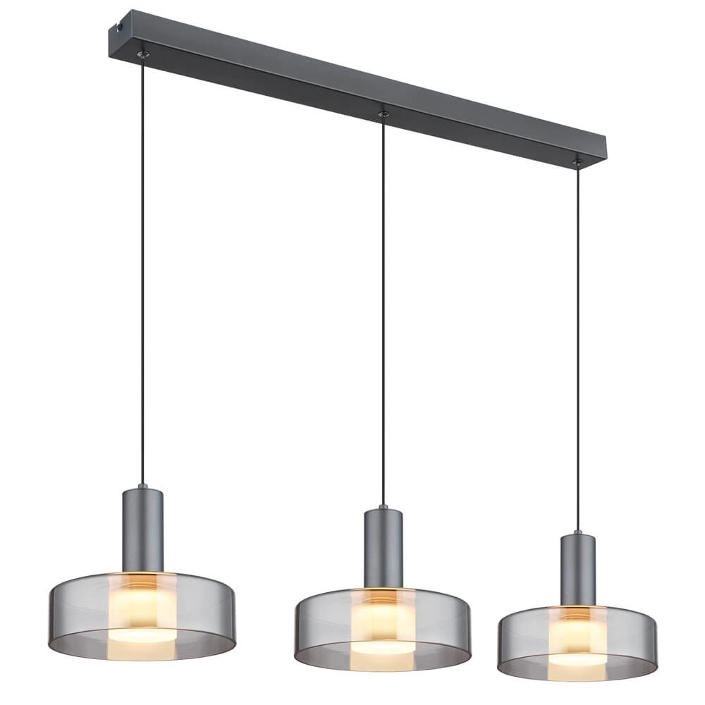 Strakke hanglamp Grant grijs 3-lichts