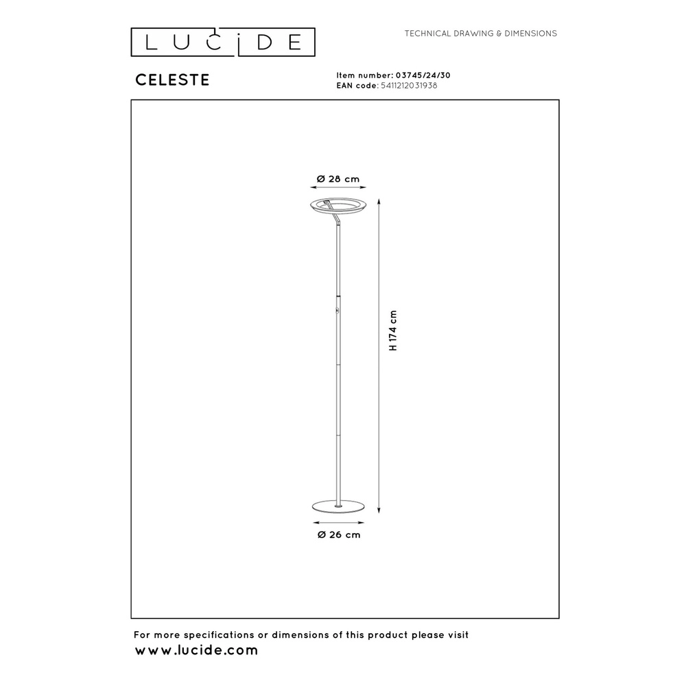 Design vloerlamp Celeste zwart Ø 28cm Lucide 5411212031938