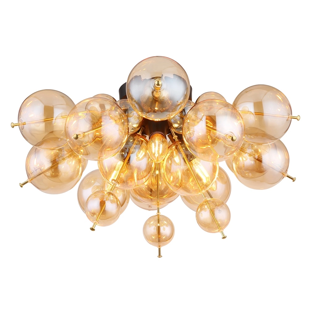 Unieke plafondlamp Udo amber glas