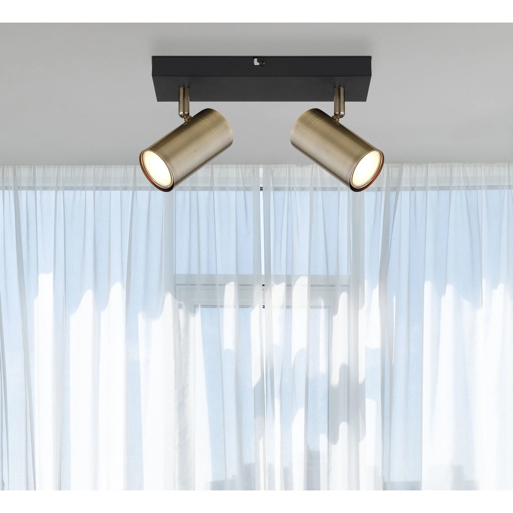 Plafondlamp 2-lichts Robby zwart met brons Globo 9007371439980