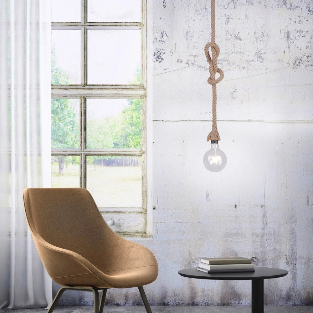 Hang touwlamp Rope zwart met bruin Just Light 4043689963118