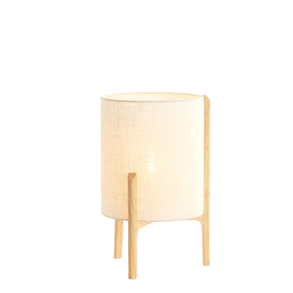 Schemerlamp Litto Ø 28cm - houtlook met naturel linnen Light & Living 8717807792701