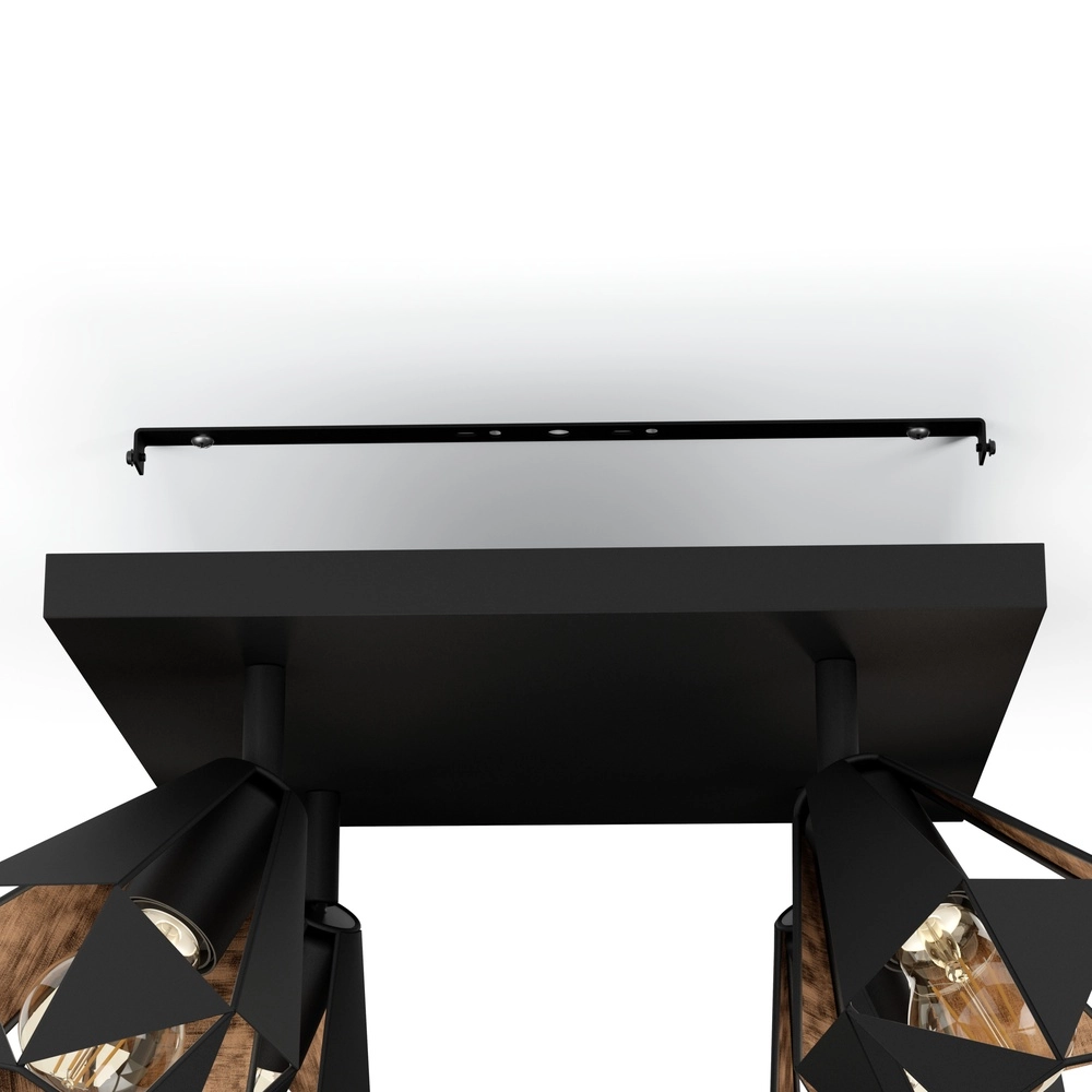 Zwarte plafondlamp Carlton 7 4L - met koper Eglo 9002759437183