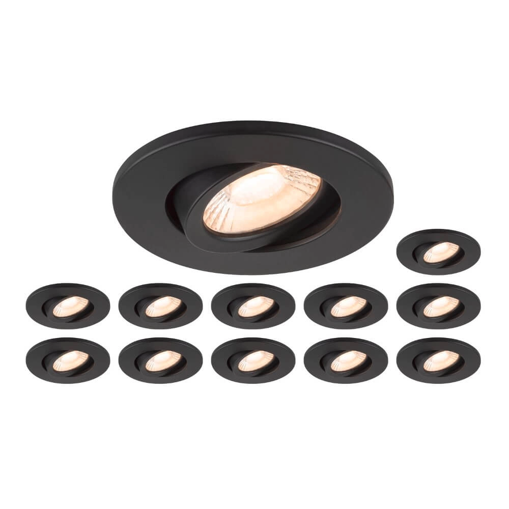 Set van 12 inbouwspots Multix IP20 - zwart - Led