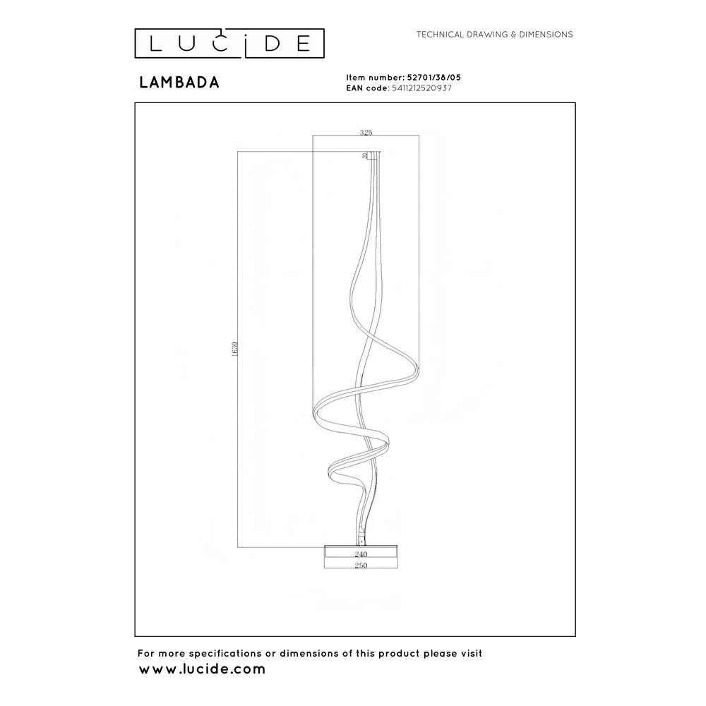 Vloerlamp Lambada design chamapgne Premium by Lucide 5411212520937
