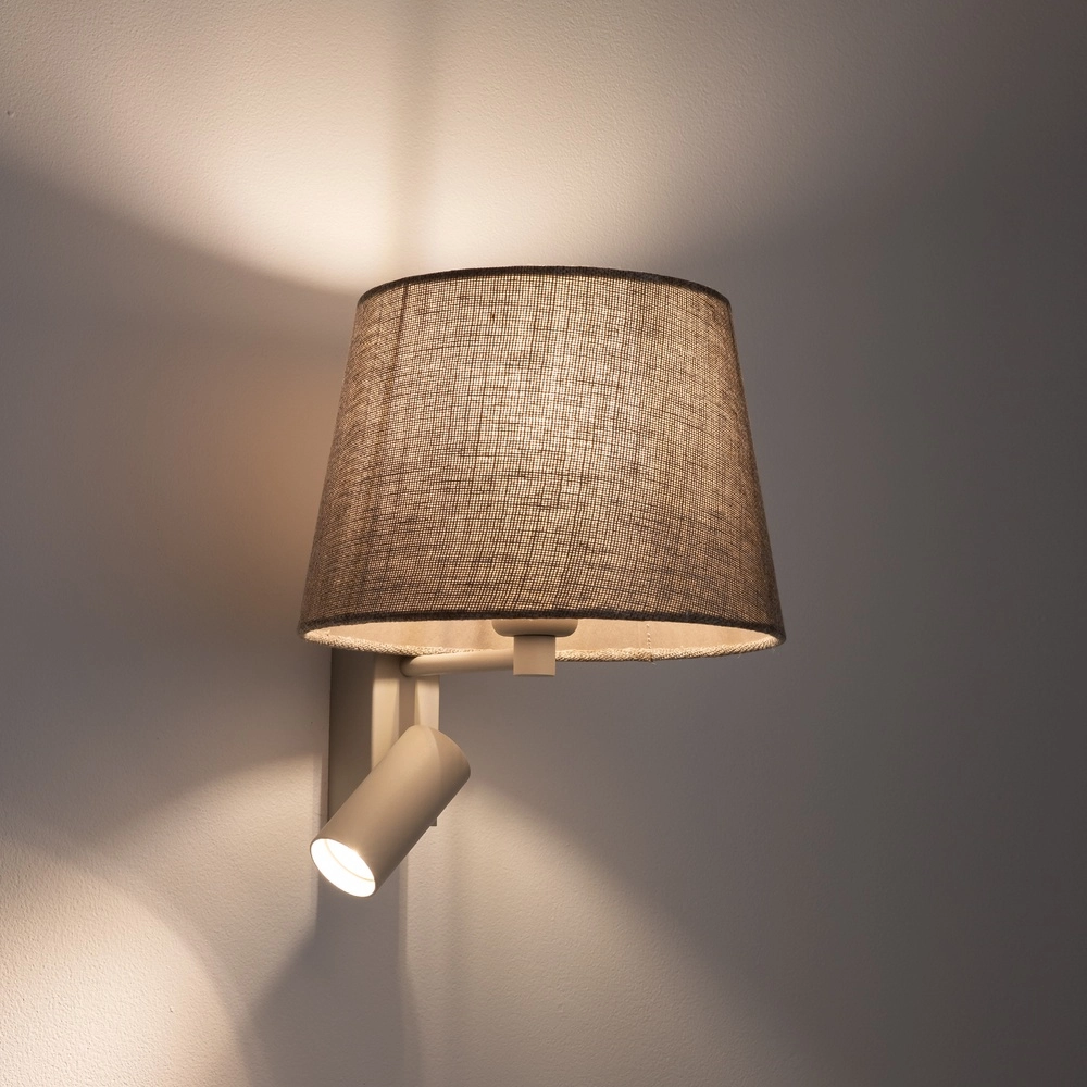 Wandlamp zand bruin Tutoia met schemerlampkap Lyora 5903139116848