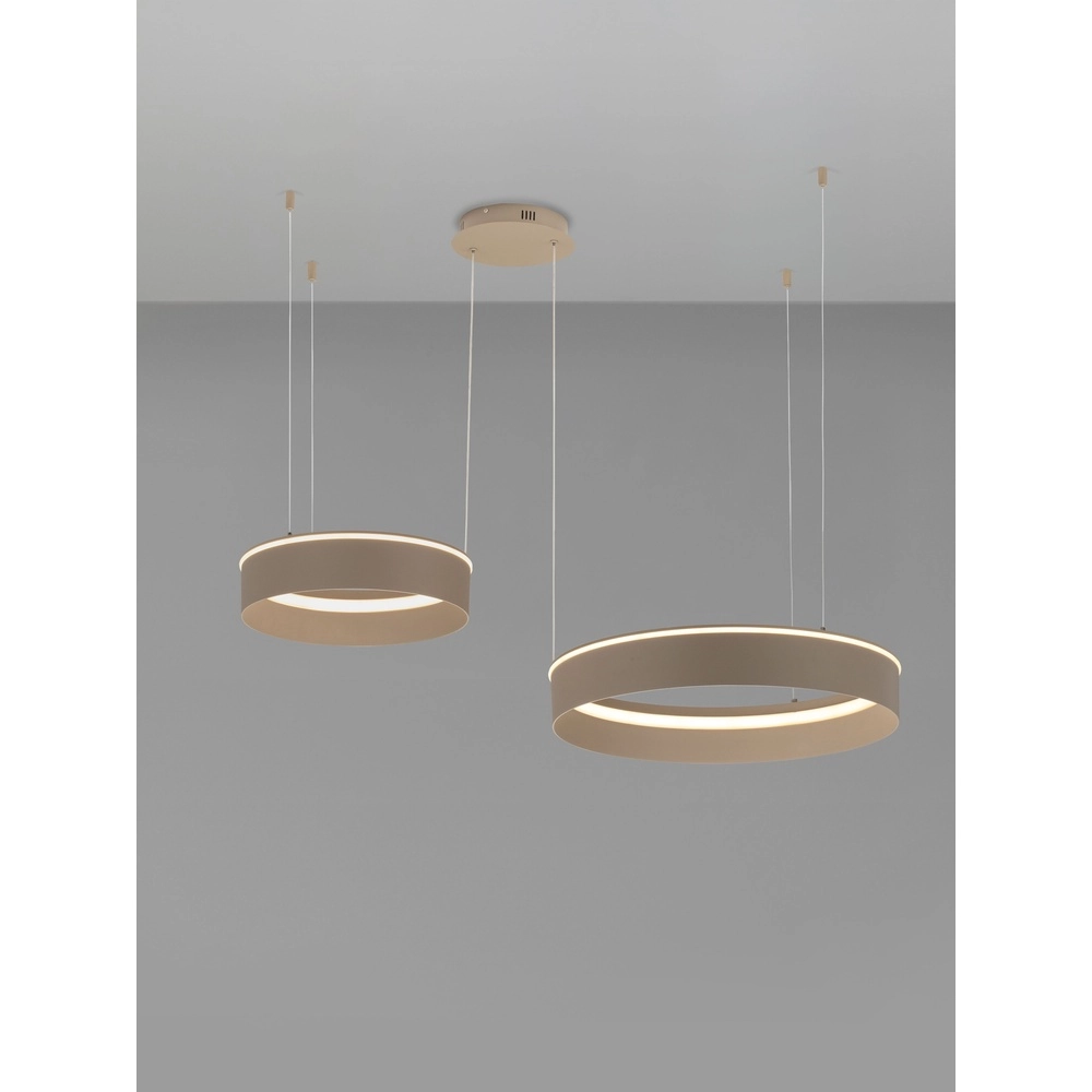 Moderne hanglamp Olivia dubbel zand bruin Lyora 5212017494269