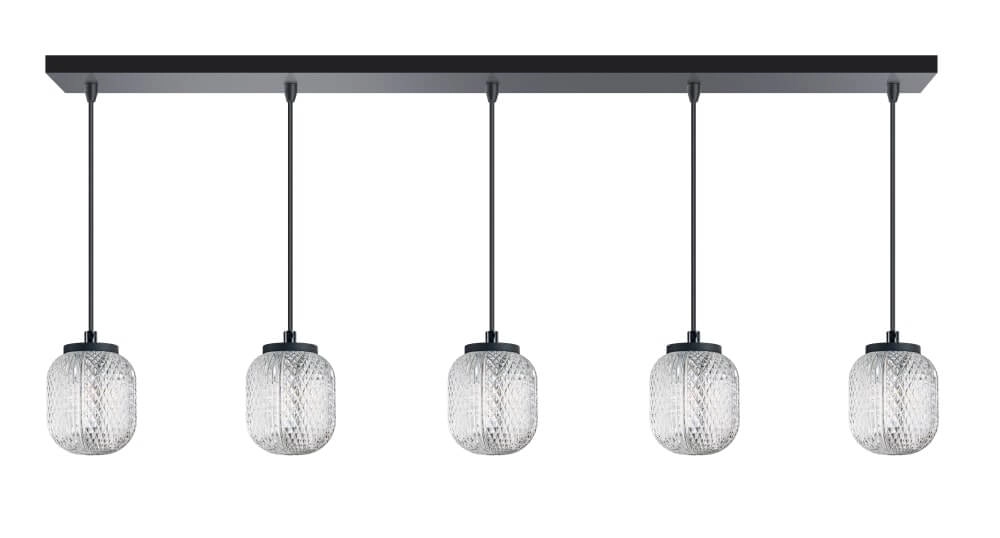 Rechte hanglamp Kristel 5-lichts zwart Rechte hanglamp Kristel 5-lichts zwart